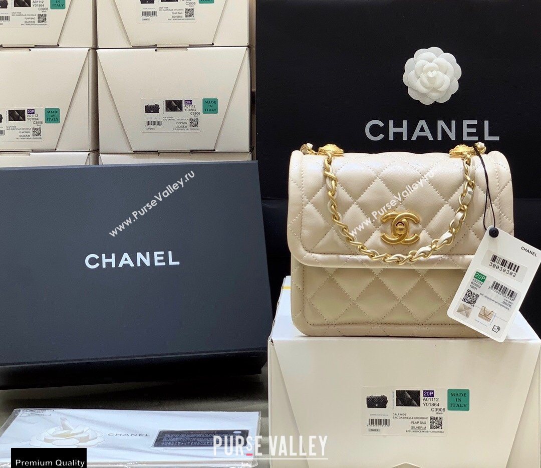 Chanel Original Quality Vintage Button On Top Small Flap Bag AS2054 Beige 2020 (shunyang-20120909)