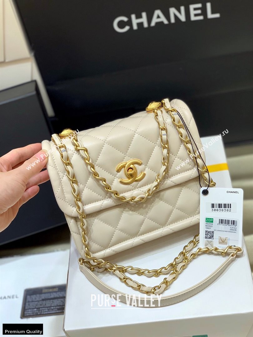 Chanel Original Quality Vintage Button On Top Small Flap Bag AS2054 Beige 2020 (shunyang-20120909)