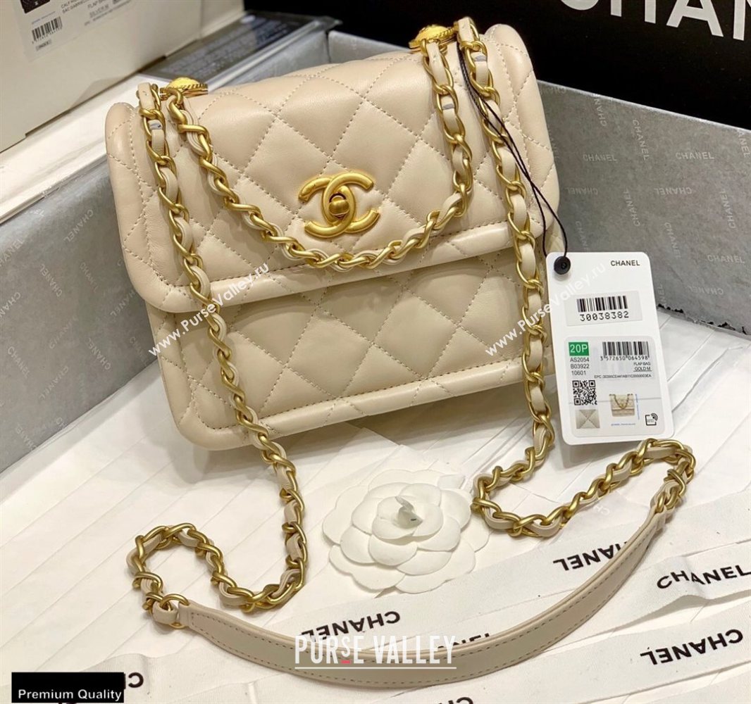 Chanel Original Quality Vintage Button On Top Small Flap Bag AS2054 Beige 2020 (shunyang-20120909)