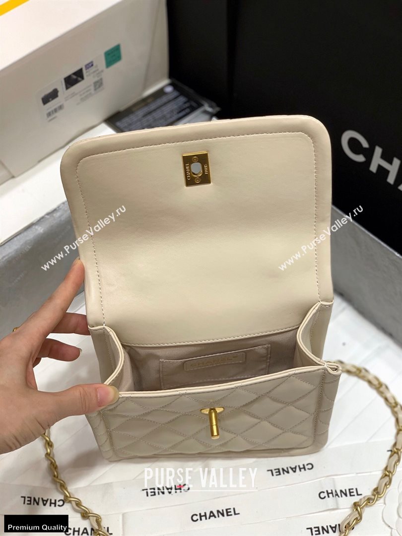 Chanel Original Quality Vintage Button On Top Small Flap Bag AS2054 Beige 2020 (shunyang-20120909)