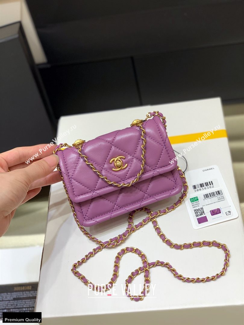 Chanel Original Quality Vintage Button On Top Mini Flap Bag AS1664 Purple 2020 (shunyang-20120913)