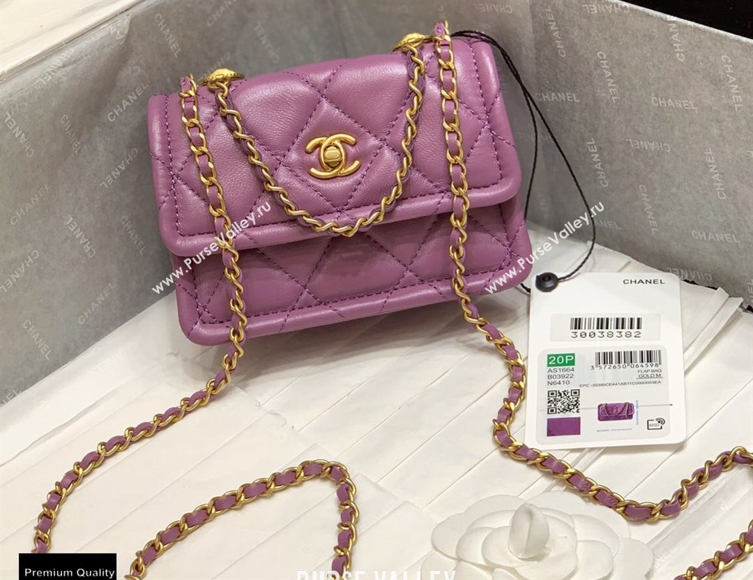 Chanel Original Quality Vintage Button On Top Mini Flap Bag AS1664 Purple 2020 (shunyang-20120913)