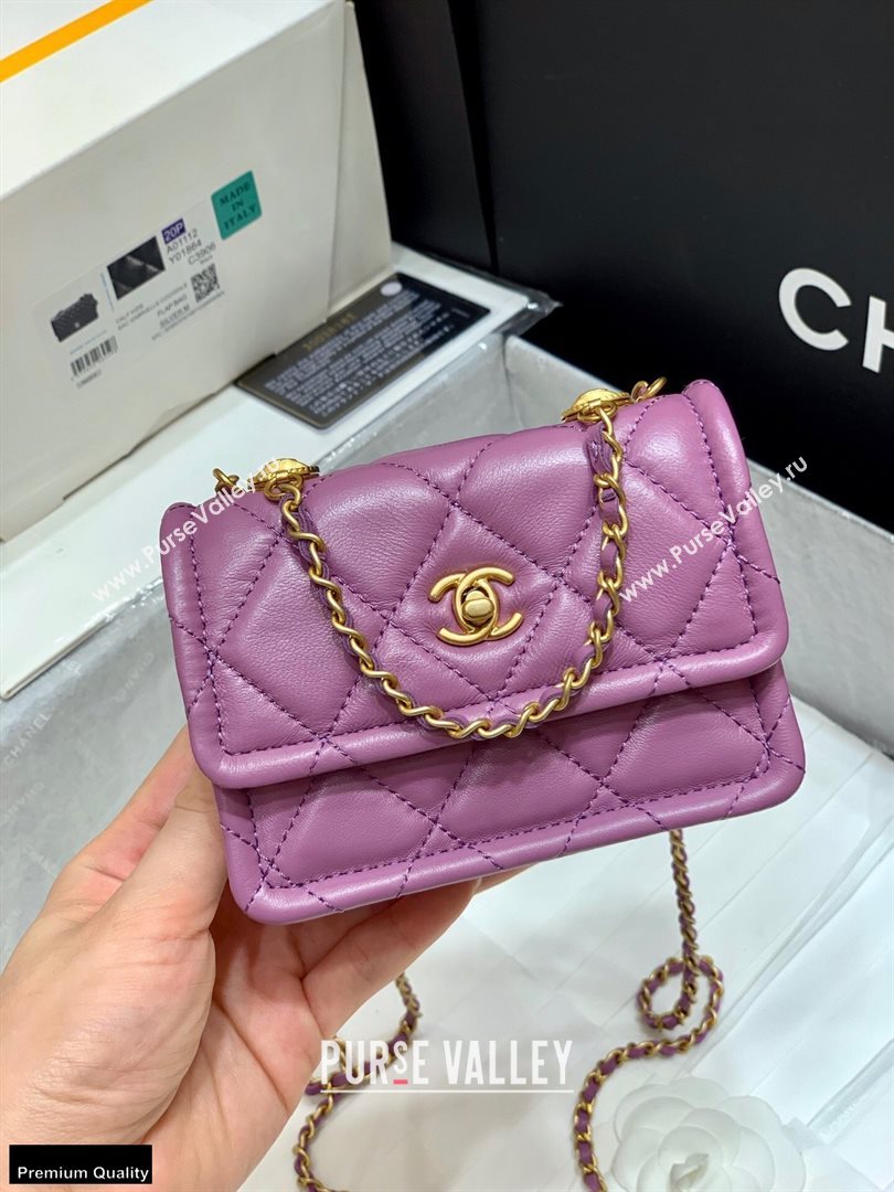 Chanel Original Quality Vintage Button On Top Mini Flap Bag AS1664 Purple 2020 (shunyang-20120913)