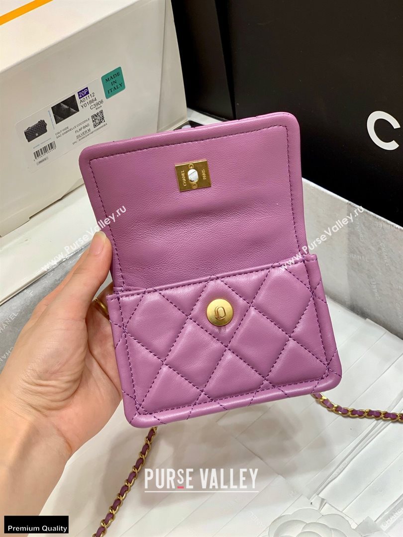 Chanel Original Quality Vintage Button On Top Mini Flap Bag AS1664 Purple 2020 (shunyang-20120913)