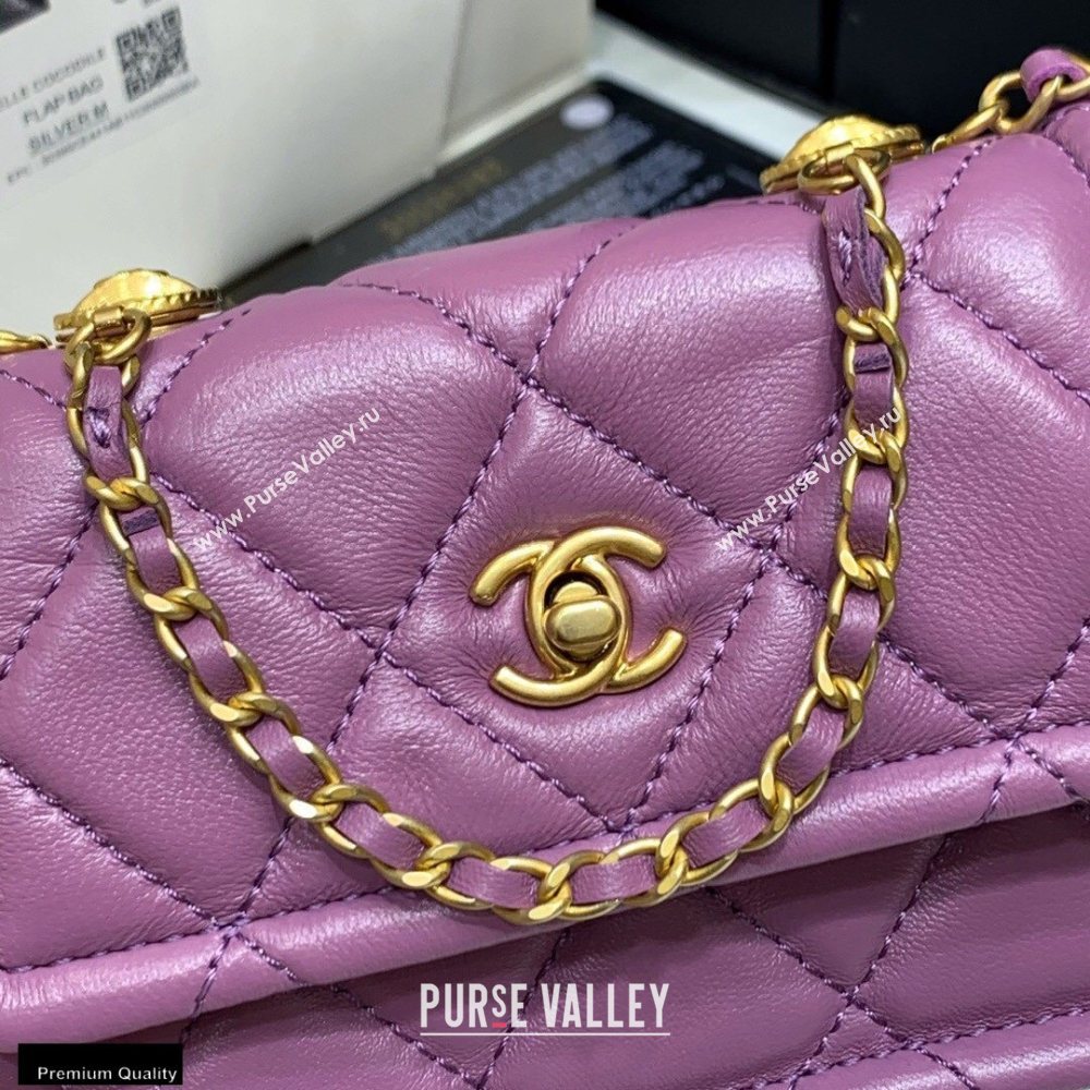 Chanel Original Quality Vintage Button On Top Mini Flap Bag AS1664 Purple 2020 (shunyang-20120913)