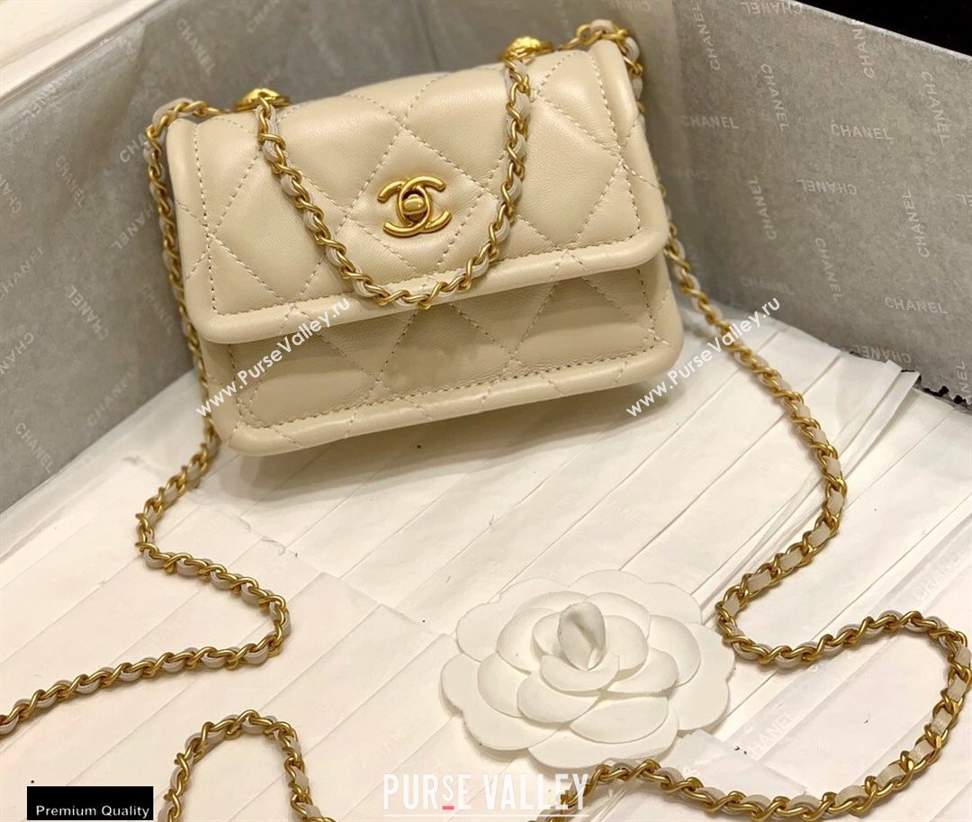 Chanel Original Quality Vintage Button On Top Mini Flap Bag AS1664 Beige 2020 (shunyang-20120912)