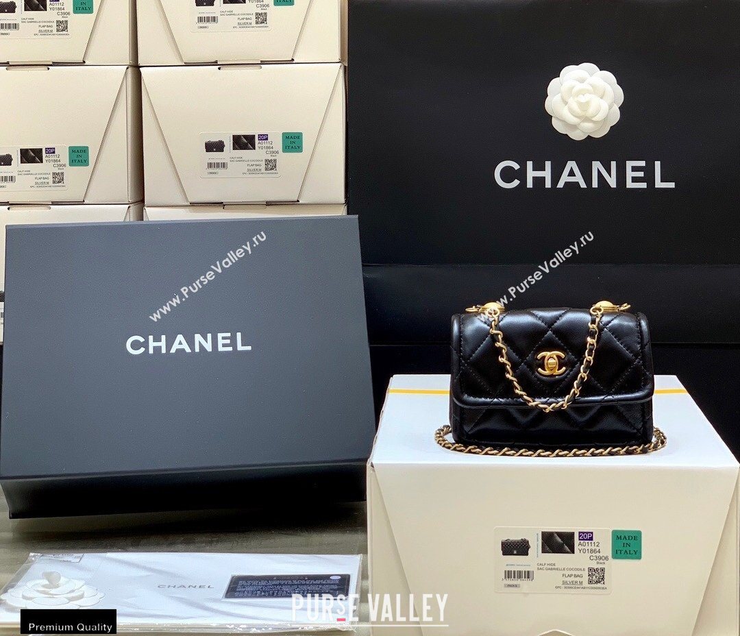 Chanel Original Quality Vintage Button On Top Mini Flap Bag AS1664 Black 2020 (shunyang-20120911)