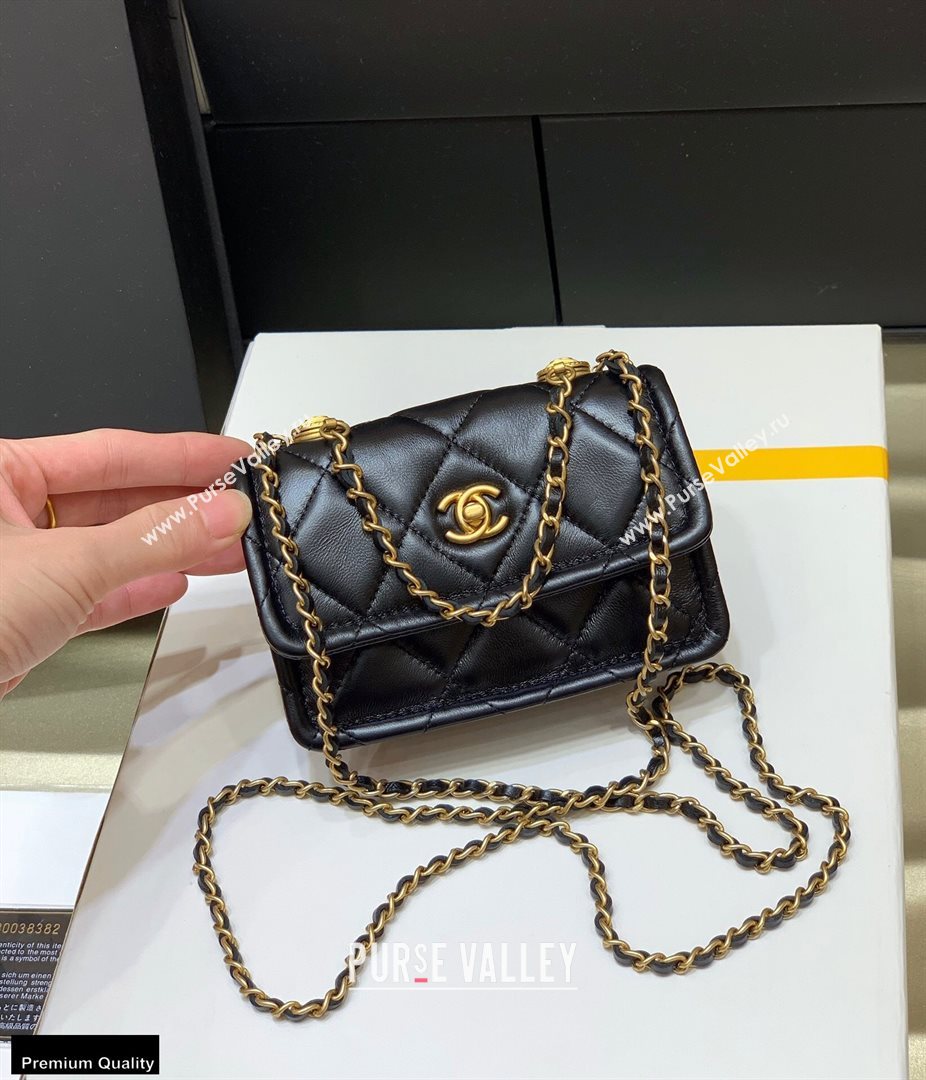 Chanel Original Quality Vintage Button On Top Mini Flap Bag AS1664 Black 2020 (shunyang-20120911)