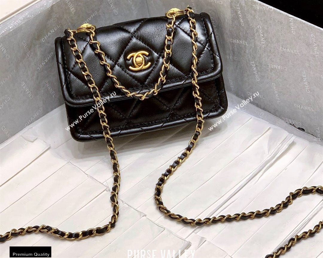 Chanel Original Quality Vintage Button On Top Mini Flap Bag AS1664 Black 2020 (shunyang-20120911)