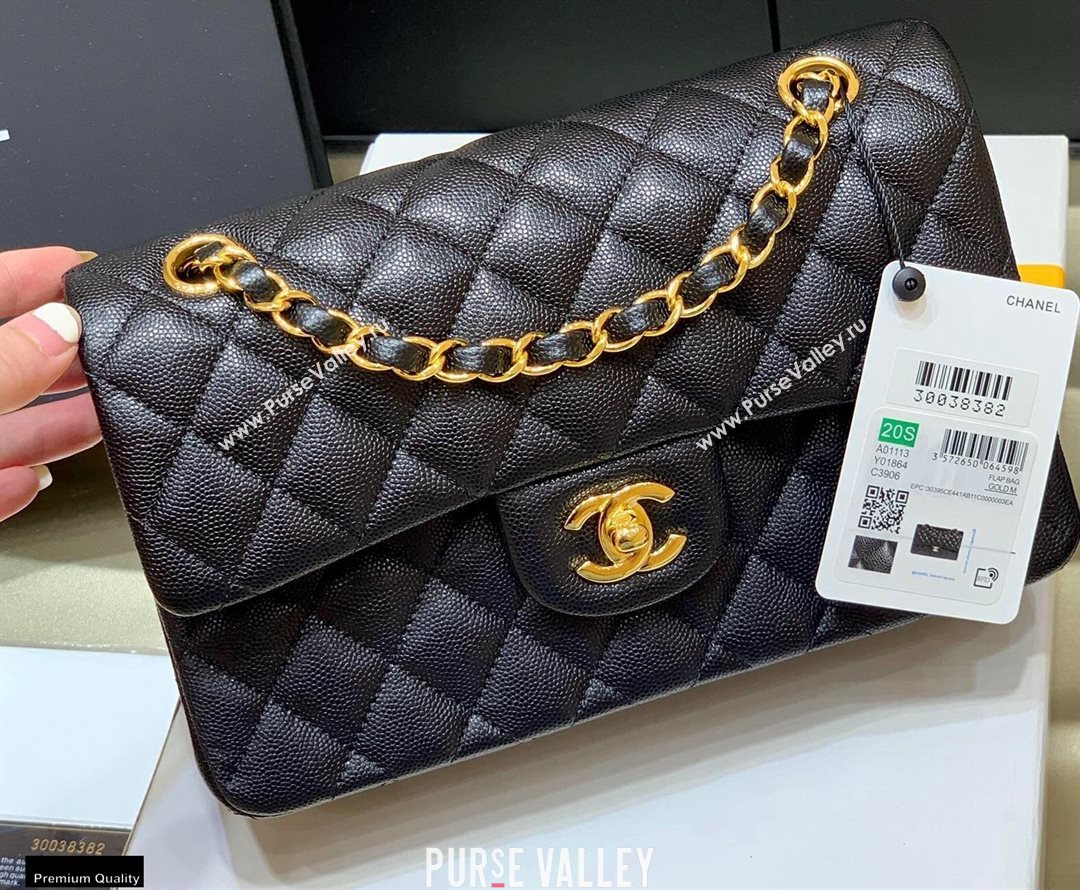 Chanel Original Quality Classic Flap Bag A01113 in Grained Calfskin Black with Gold Hardware (shunyang-20120918)