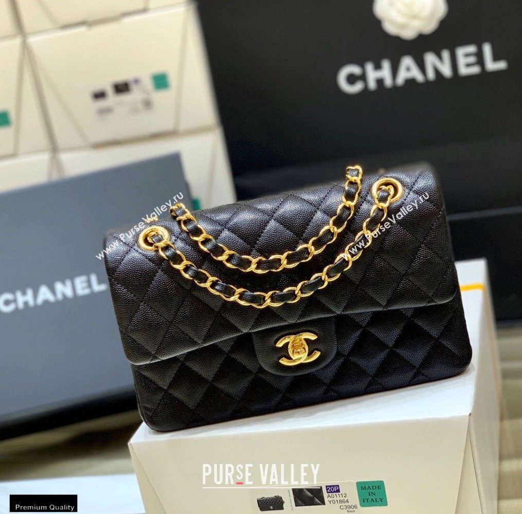 Chanel Original Quality Classic Flap Bag A01113 in Grained Calfskin Black with Gold Hardware (shunyang-20120918)