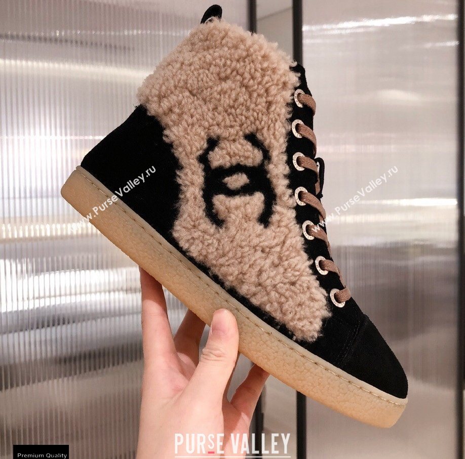 Chanel Shearling CC Logo High-top Sneakers 01 2020 (kaola-20121201)