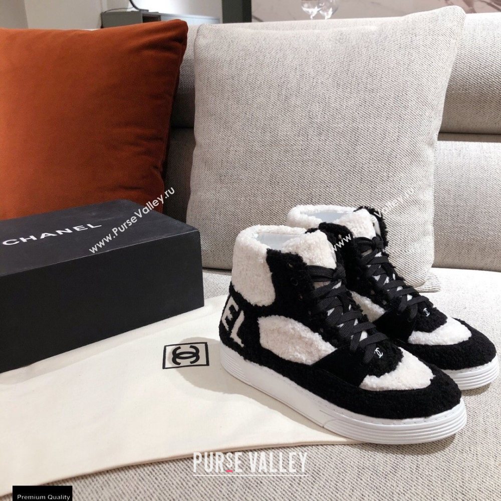 Chanel Shearling Back Logo High-top Sneakers 01 2020 (kaola-20121207)