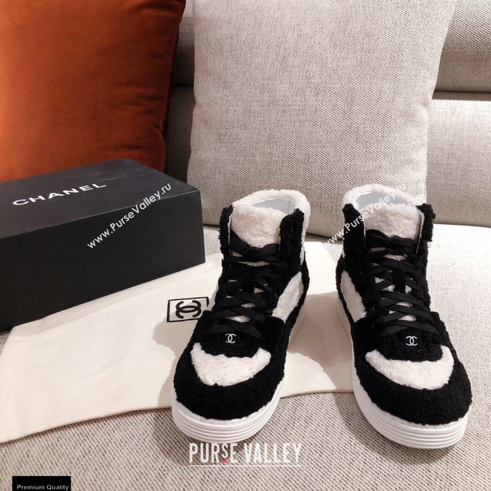 Chanel Shearling Back Logo High-top Sneakers 01 2020 (kaola-20121207)