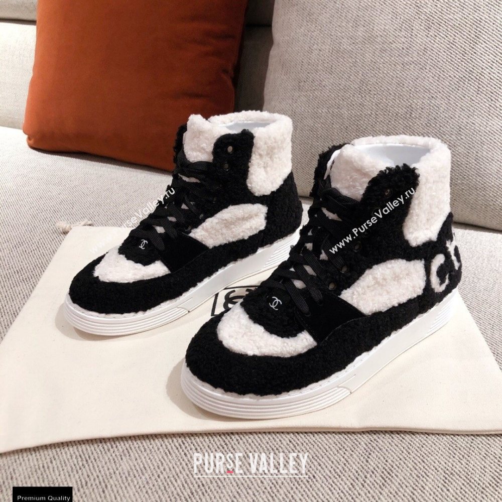 Chanel Shearling Back Logo High-top Sneakers 01 2020 (kaola-20121207)