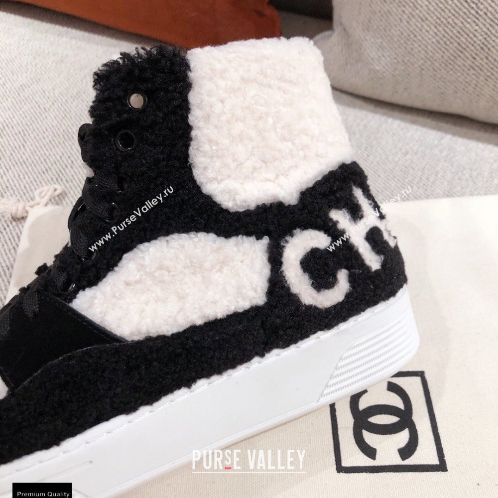 Chanel Shearling Back Logo High-top Sneakers 01 2020 (kaola-20121207)