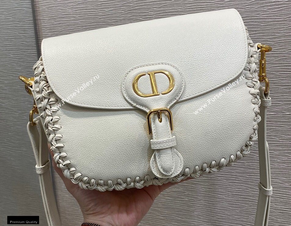 Dior Medium Bobby Bag White in Grained Calfskin with Whipstitched Seams 2020 (vivi-20121505)