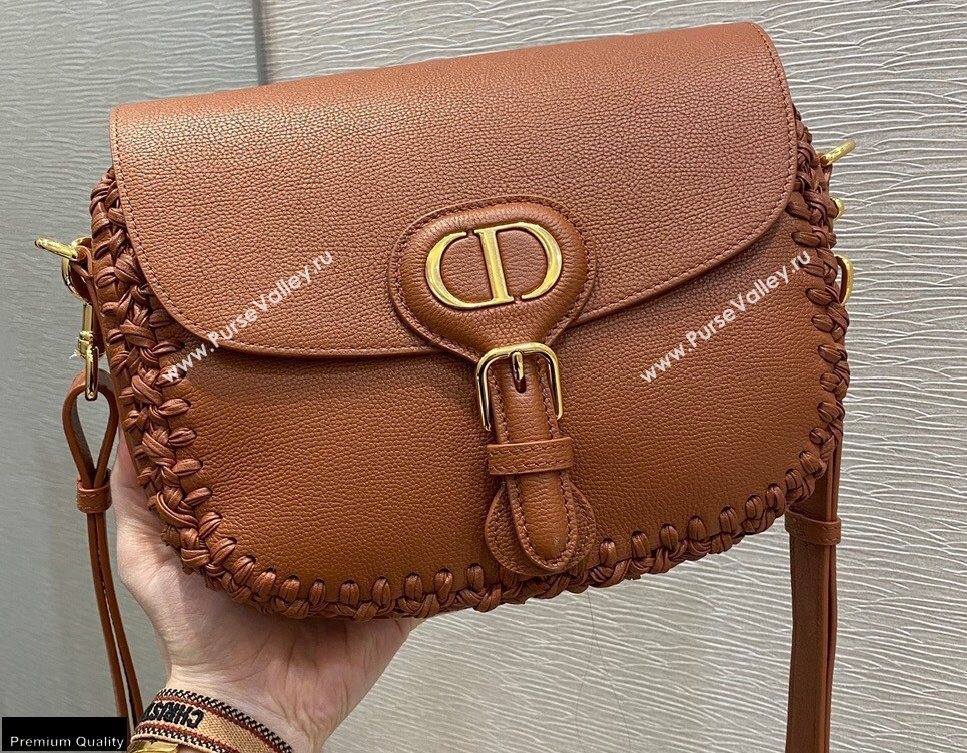 Dior Medium Bobby Bag Dark Tan in Grained Calfskin with Whipstitched Seams 2020 (vivi-20121506)