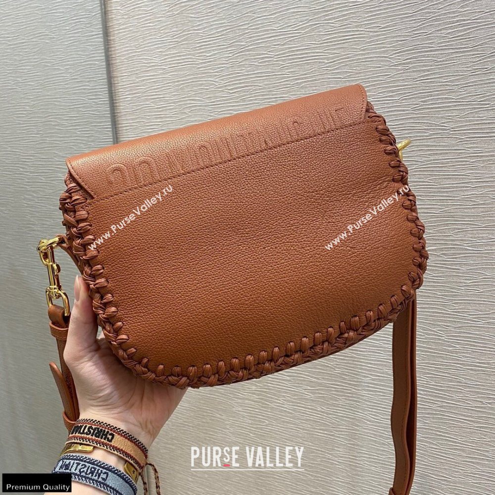 Dior Medium Bobby Bag Dark Tan in Grained Calfskin with Whipstitched Seams 2020 (vivi-20121506)