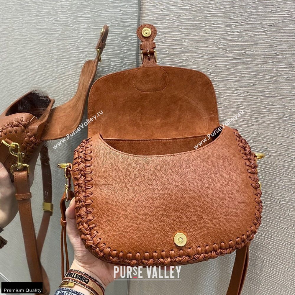 Dior Medium Bobby Bag Dark Tan in Grained Calfskin with Whipstitched Seams 2020 (vivi-20121506)