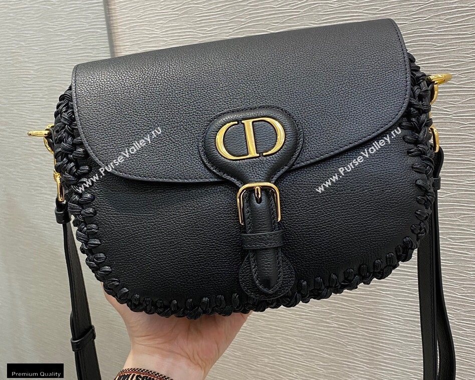 Dior Medium Bobby Bag Black in Grained Calfskin with Whipstitched Seams 2020 (vivi-20121504)