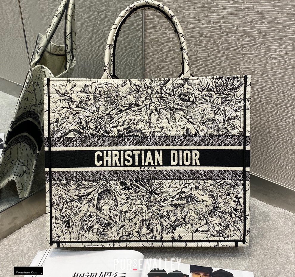 Dior Book Tote Bag in Multicolor Zodiac Embroidery 2020 (vivi-20121508)