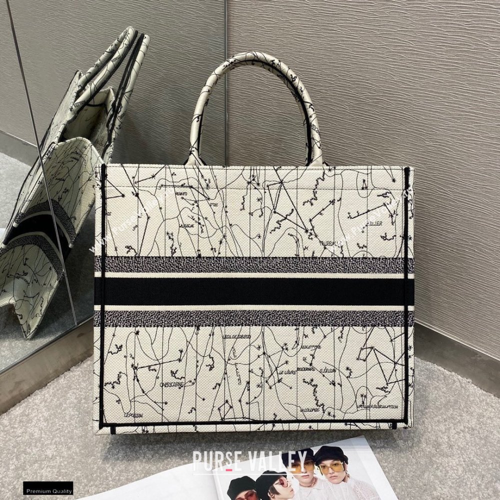 Dior Book Tote Bag in Multicolor Zodiac Embroidery 2020 (vivi-20121508)
