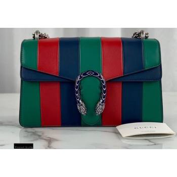 Gucci Multicolor Striped Leather Dionysus Small Shoulder Bag 400249 Green/Red/Blue 2020 (dlh-20121609)