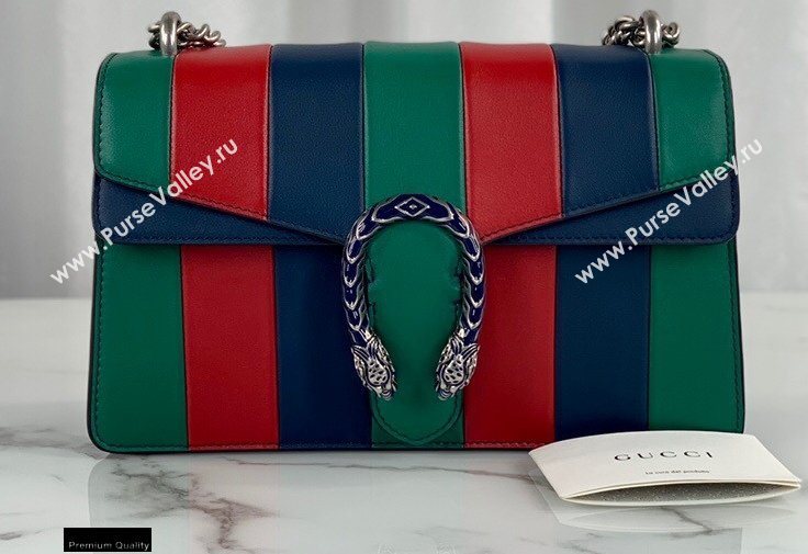 Gucci Multicolor Striped Leather Dionysus Small Shoulder Bag 400249 Green/Red/Blue 2020 (dlh-20121609)