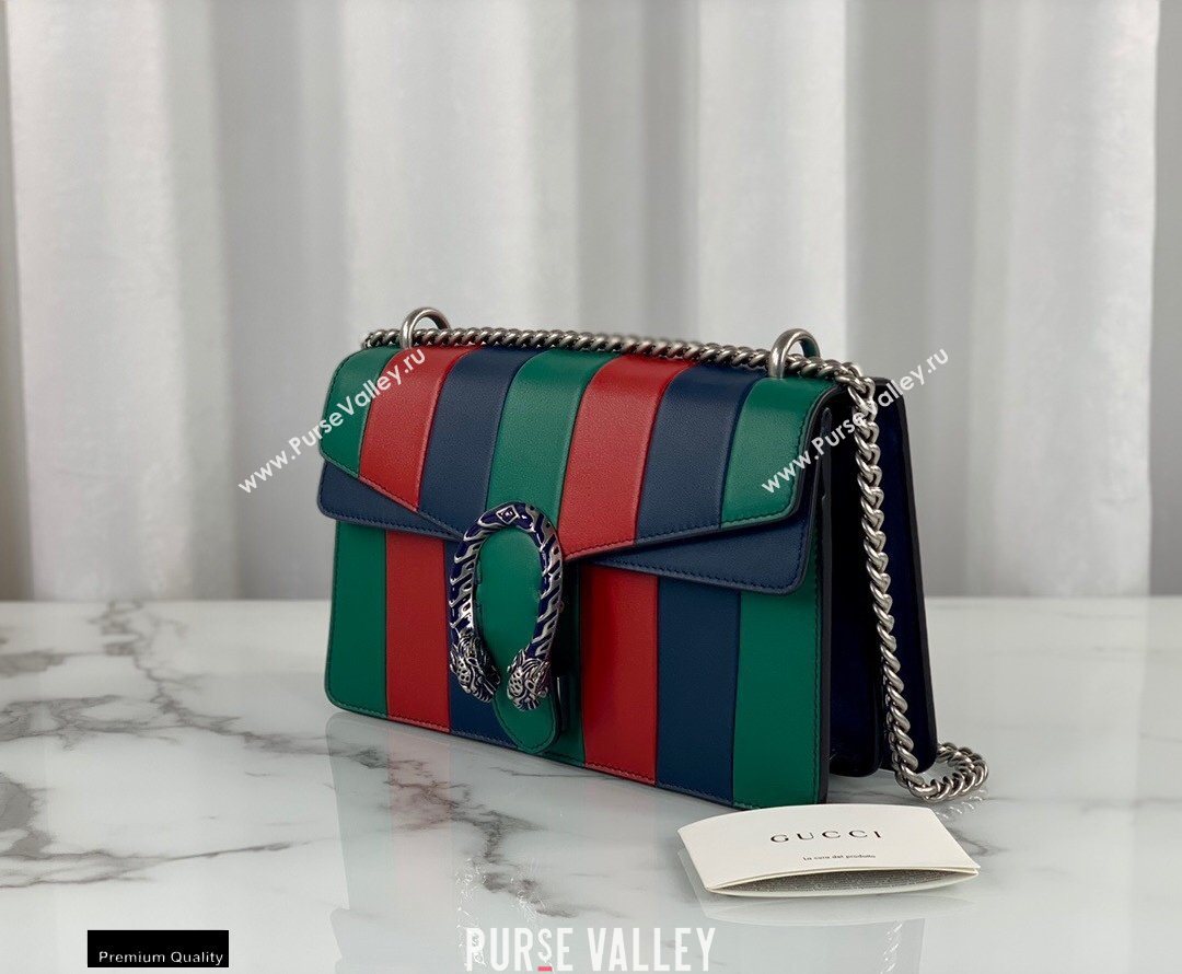 Gucci Multicolor Striped Leather Dionysus Small Shoulder Bag 400249 Green/Red/Blue 2020 (dlh-20121609)