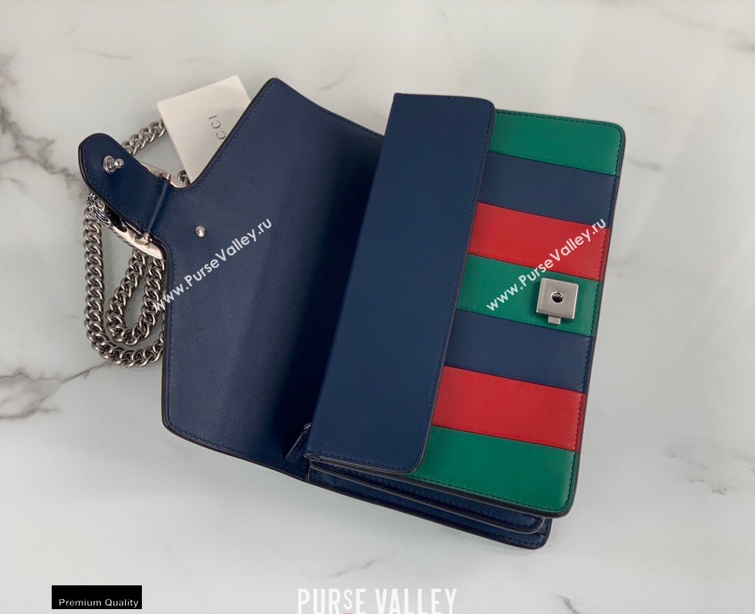 Gucci Multicolor Striped Leather Dionysus Small Shoulder Bag 400249 Green/Red/Blue 2020 (dlh-20121609)