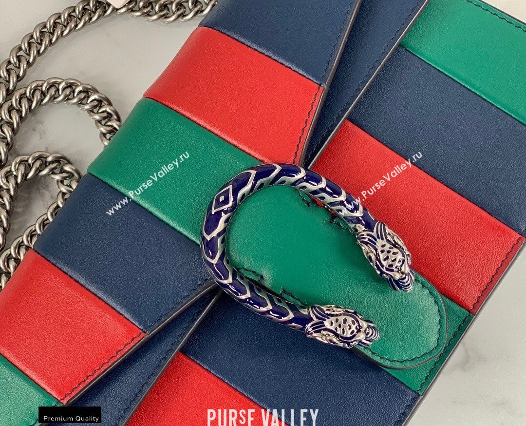 Gucci Multicolor Striped Leather Dionysus Small Shoulder Bag 400249 Green/Red/Blue 2020 (dlh-20121609)
