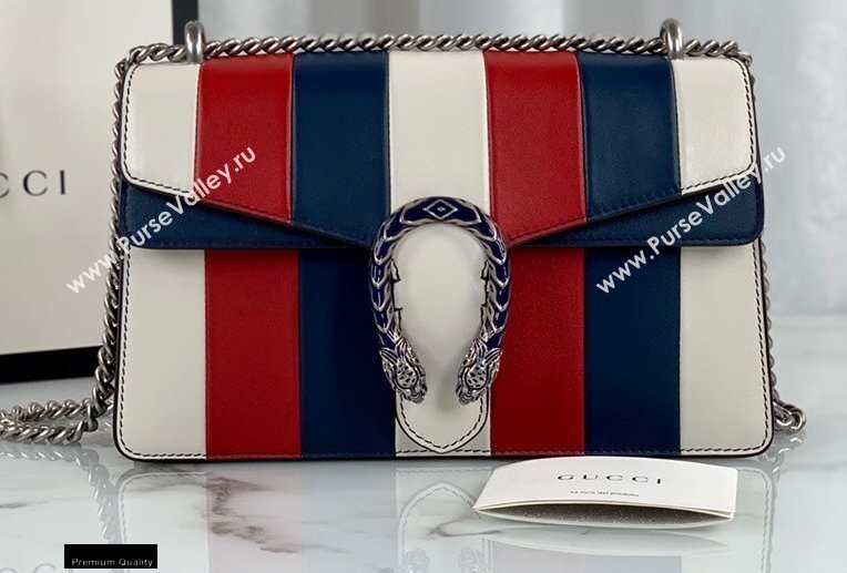 Gucci Multicolor Striped Leather Dionysus Small Shoulder Bag 400249 White/Red/Blue 2020 (dlh-20121610)