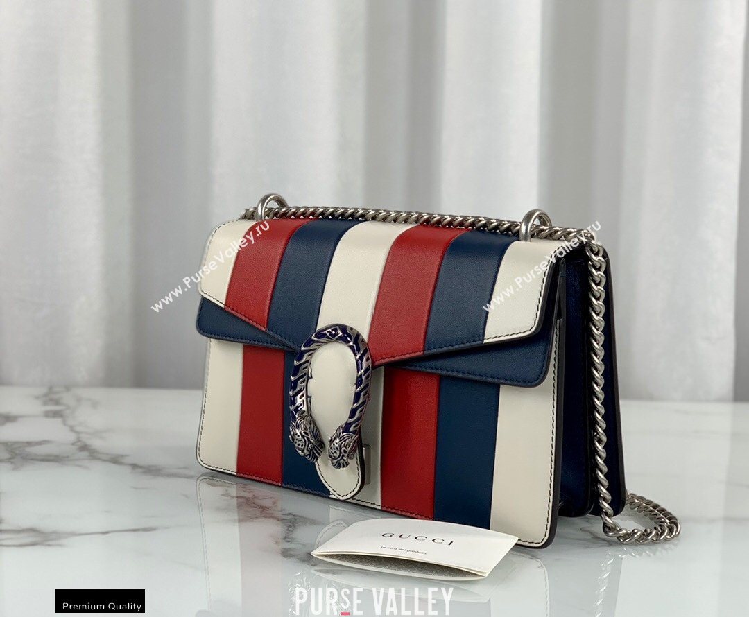 Gucci Multicolor Striped Leather Dionysus Small Shoulder Bag 400249 White/Red/Blue 2020 (dlh-20121610)