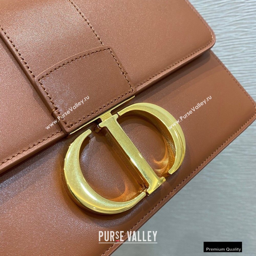 Dior 30 Montaigne Flap Bag in Box Calfskin Dark Tan 2020 (vivi-20121509)