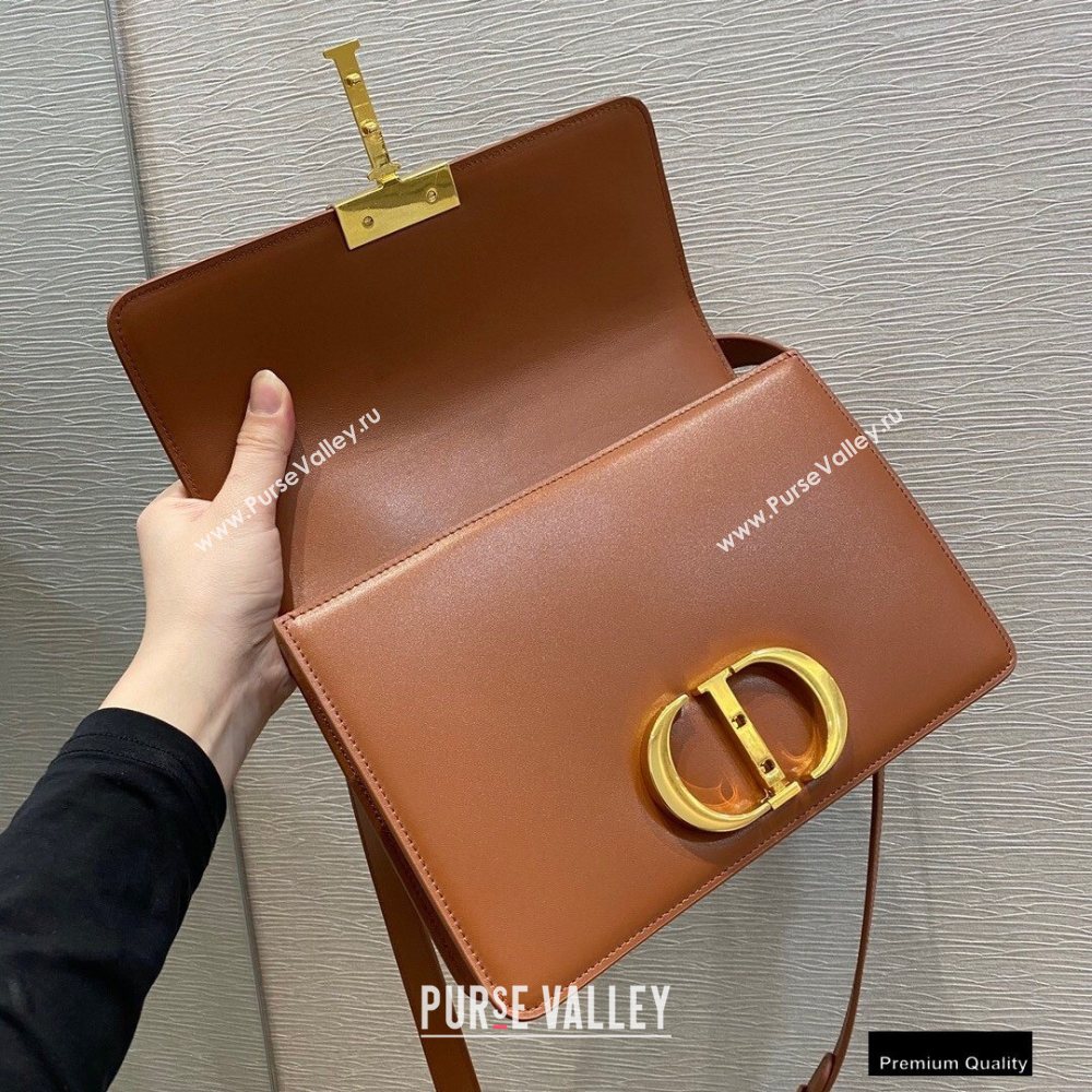 Dior 30 Montaigne Flap Bag in Box Calfskin Dark Tan 2020 (vivi-20121509)