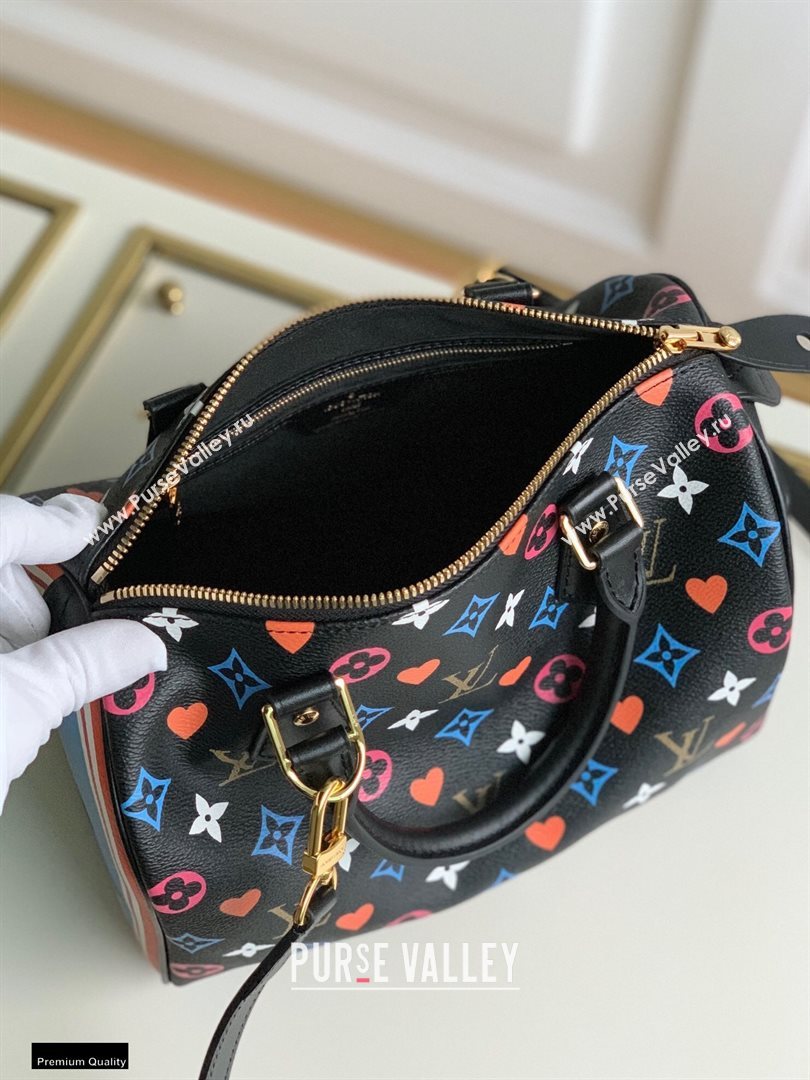 Louis Vuitton Game On Speedy Bandouliere 25 Bag M57466 Black 2021 (gaoshang-20121601)