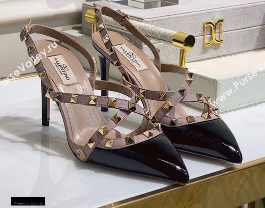 Valentino Heel 8.5cm Rockstud Cross-strap Pumps Top Quality 03 (xintian-20121623)