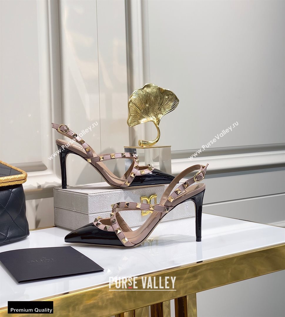 Valentino Heel 8.5cm Rockstud Cross-strap Pumps Top Quality 03 (xintian-20121623)