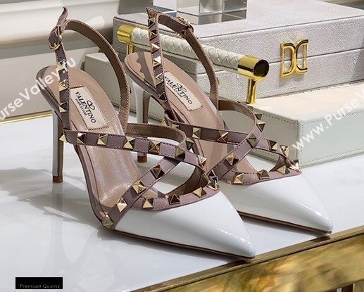 Valentino Heel 8.5cm Rockstud Cross-strap Pumps Top Quality 04 (xintian-20121624)