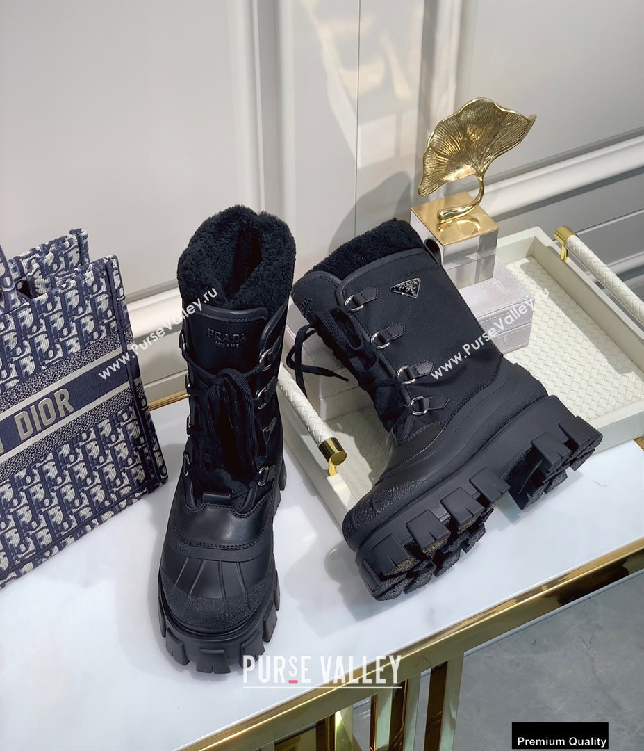 Prada Monolith Re-Nylon Gabardine Shearling Boots Top Quality (xintian-20121629)