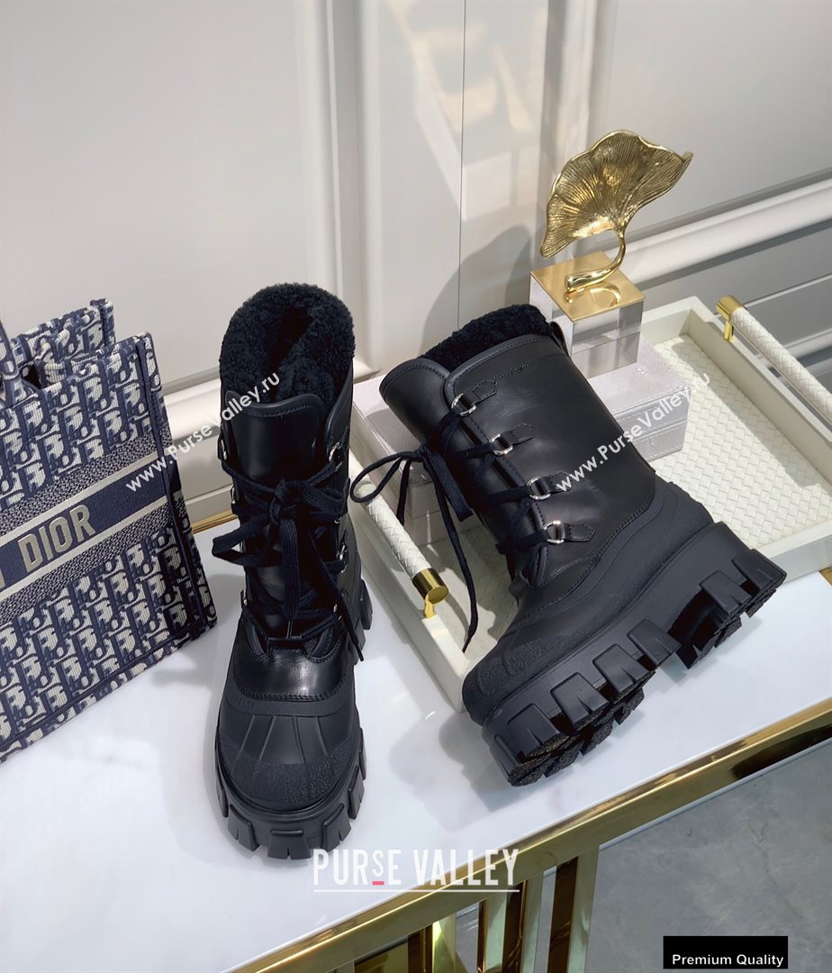 Prada Monolith Leather and Nylon Shearling Boots Top Quality (xintian-20121630)