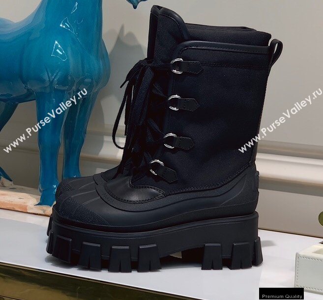 Prada Monolith Leather and Nylon Boots Top Quality (xintian-20121631)