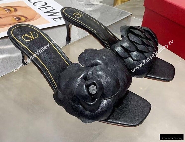 Valentino Heel 5.5cm Atelier Shoes 03 Rose Edition Slides Sandals Black 2021 (modeng-20121705)