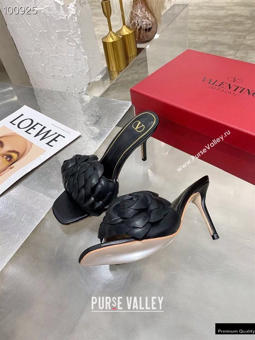 Valentino Heel 9cm Atelier Shoes 03 Rose Edition Slides Sandals Black 2021 (modeng-20121701)