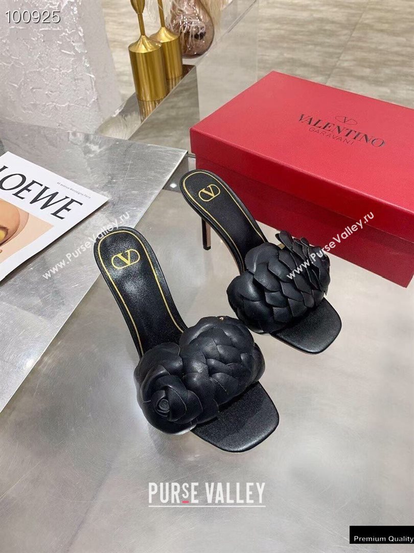 Valentino Heel 9cm Atelier Shoes 03 Rose Edition Slides Sandals Black 2021 (modeng-20121701)