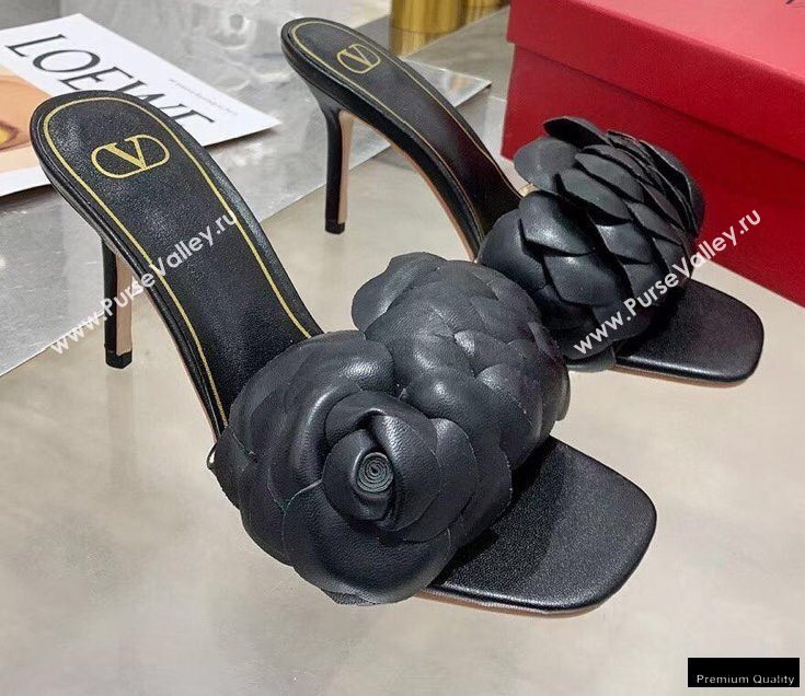 Valentino Heel 9cm Atelier Shoes 03 Rose Edition Slides Sandals Black 2021 (modeng-20121701)
