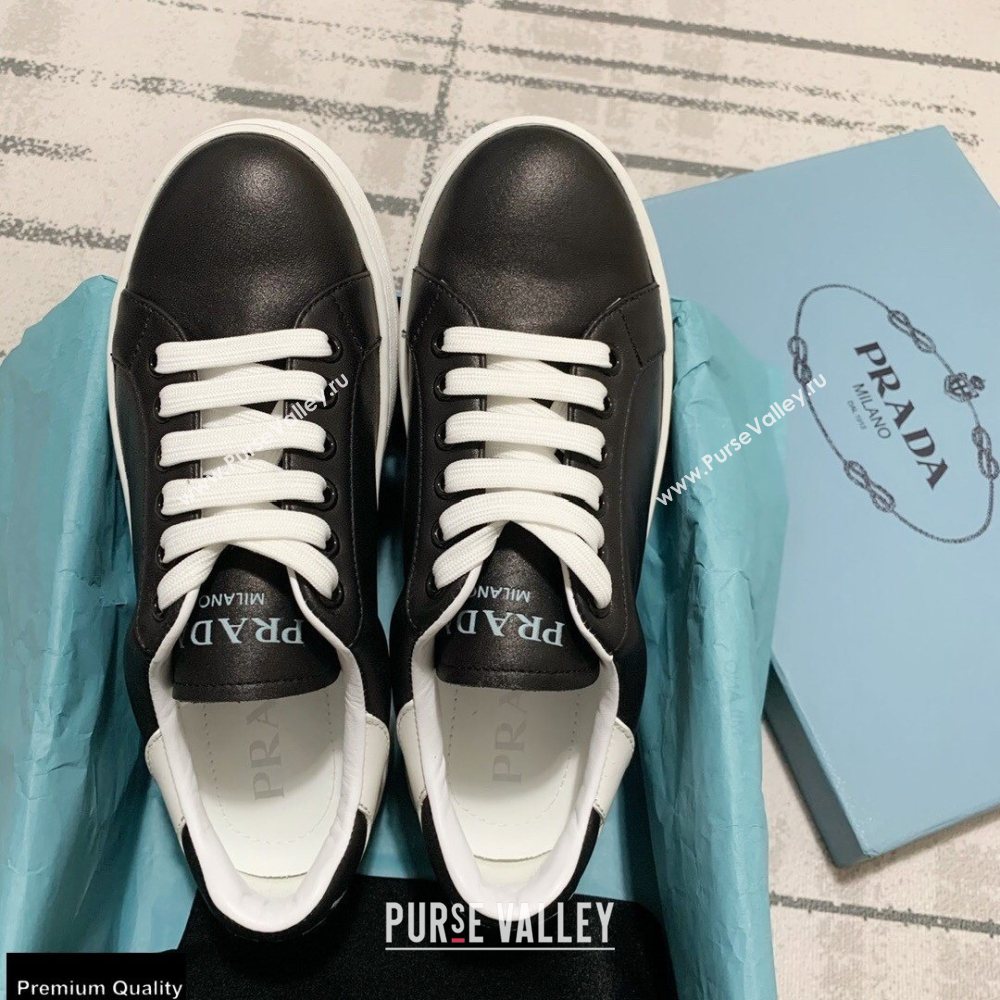 Prada Logo Leather Sneakers Black 2020 (kewei-20121710)