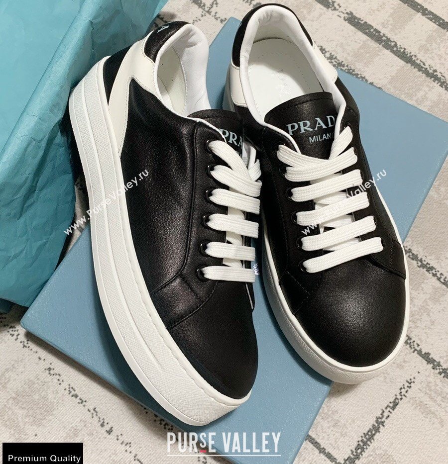 Prada Logo Leather Sneakers Black 2020 (kewei-20121710)