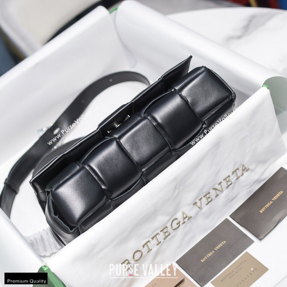 Bottega Veneta Nappa Padded Cassette Crossbody Bag Black/Silver (misu-20121822)